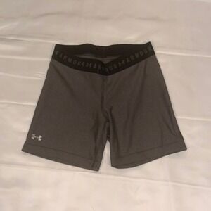 Under Armour‎ HeatGear Compression Shorts Womens Small Gray Black Athletic Biker
